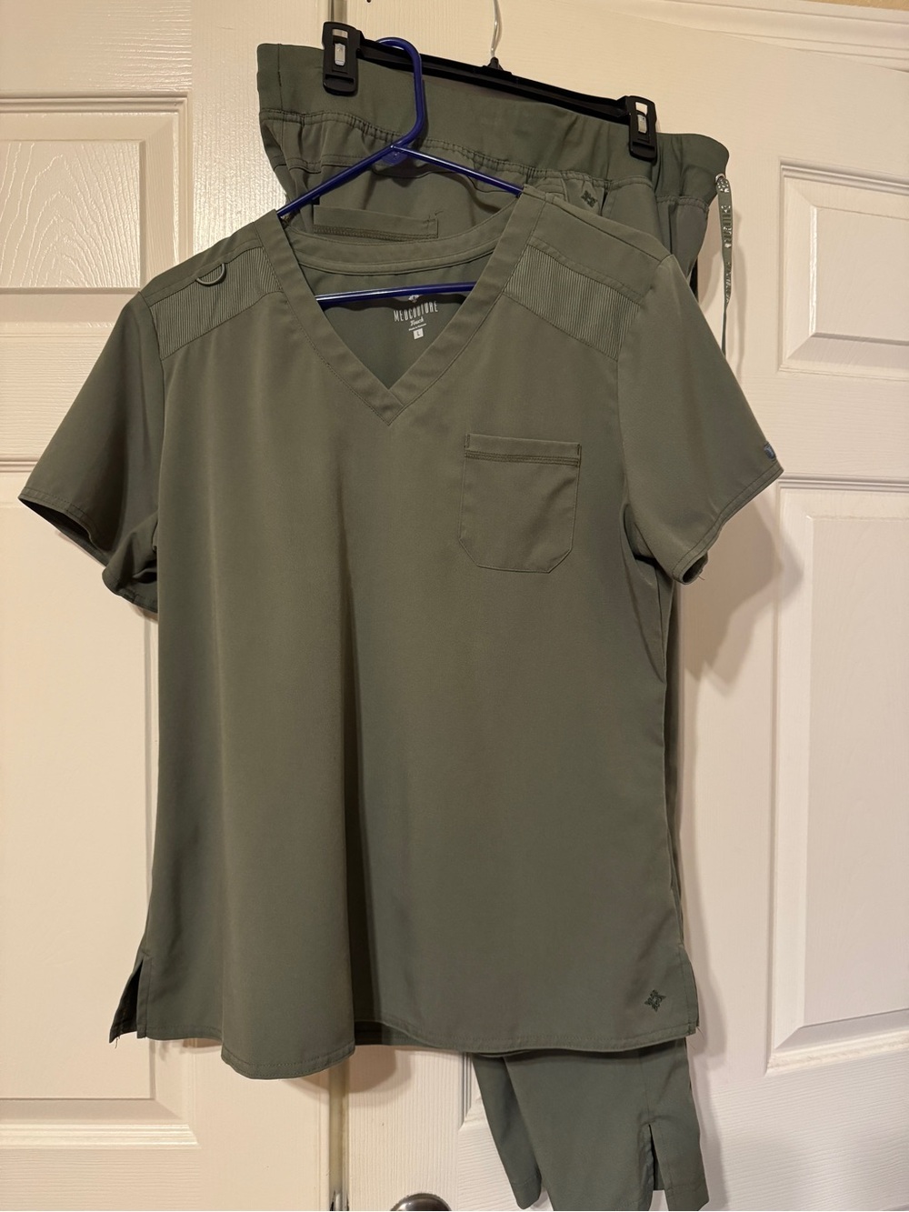 Med Couture Olive Green V-Neck Scrub Top AND Med Couture Touch Pant in Petite